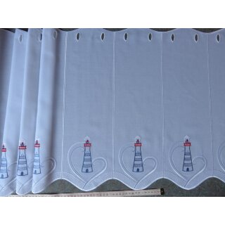 Scheibengardine mit Leuchtturm rot blau 145x54cm hoch