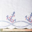 Scheibengardine mit Anker und Seil bestickt 143x45cm hoch