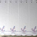Scheibengardine mit Seil und Anker bestickt 145x54cm hoch