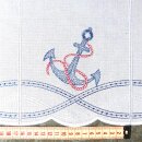 Scheibengardine mit Seil und Anker bestickt 145x54cm hoch