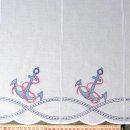Scheibengardine mit Seil und Anker bestickt 145x54cm hoch