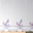 Scheibengardine mit Seil und Anker bestickt 145x54cm hoch