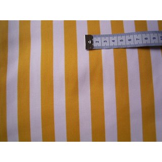 Reststück 90x150cm Baumwollstoff Köper gelb weiß längs gestreift Streifen 1,5cm